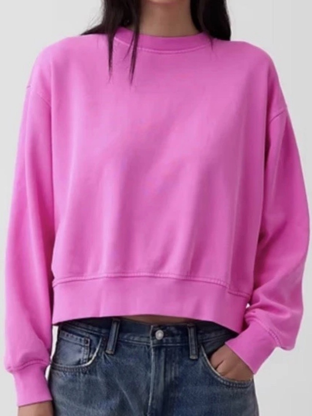 NWT VintageSoft Oversized Split-Hem Sweatshirt PINK SZ Small